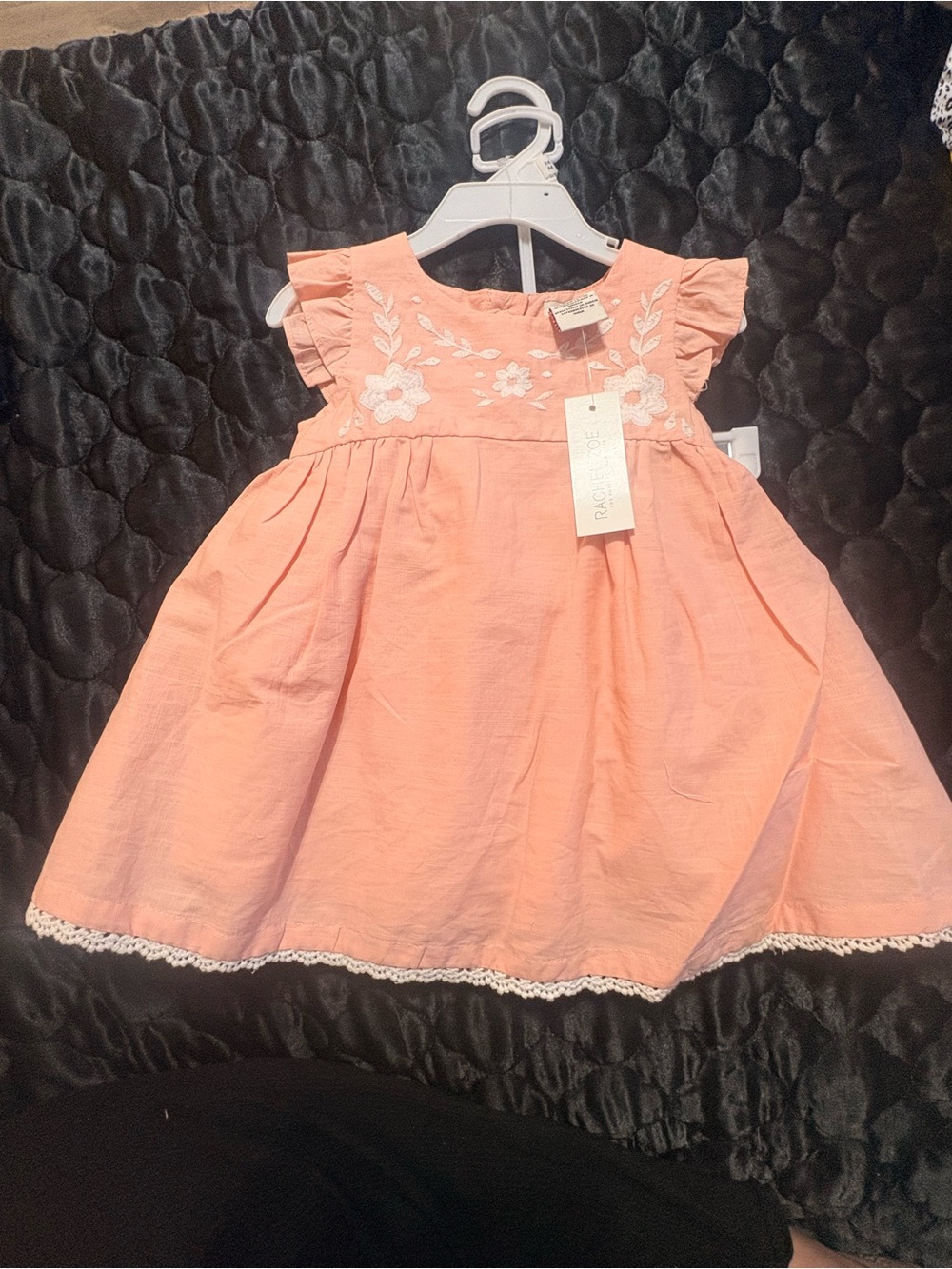 Rachel Zoe Peach Dress with White Floral Embroidery